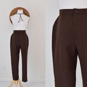Vintage 80s High Waist Flat Front Polyester Bendover‎ Pant size 12 | 30 waist